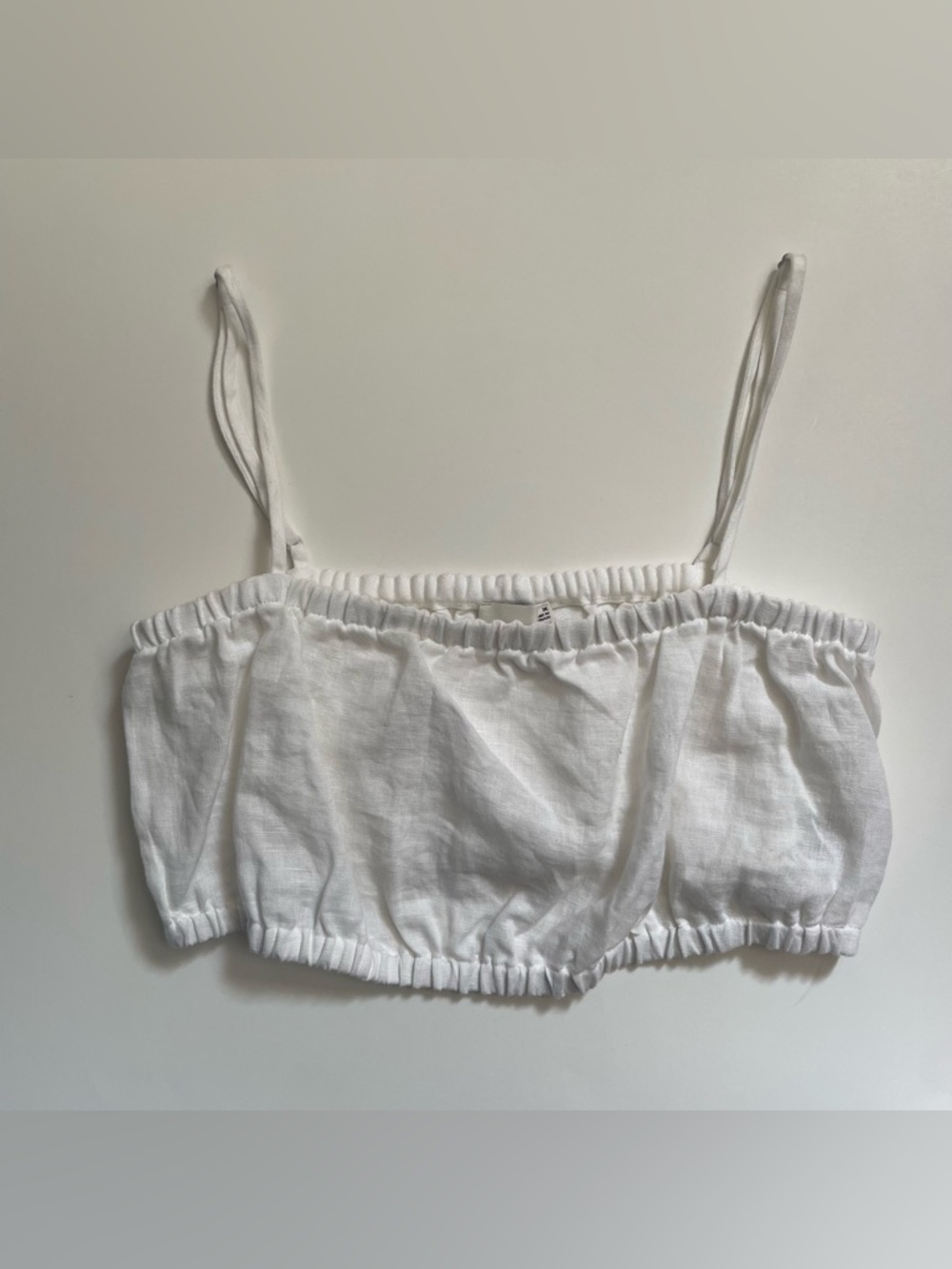 Wilfred Free Abena 100% Linen Crop Top Bralette Tank Spaghetti Strap Size Medium - Picture 2 of 6